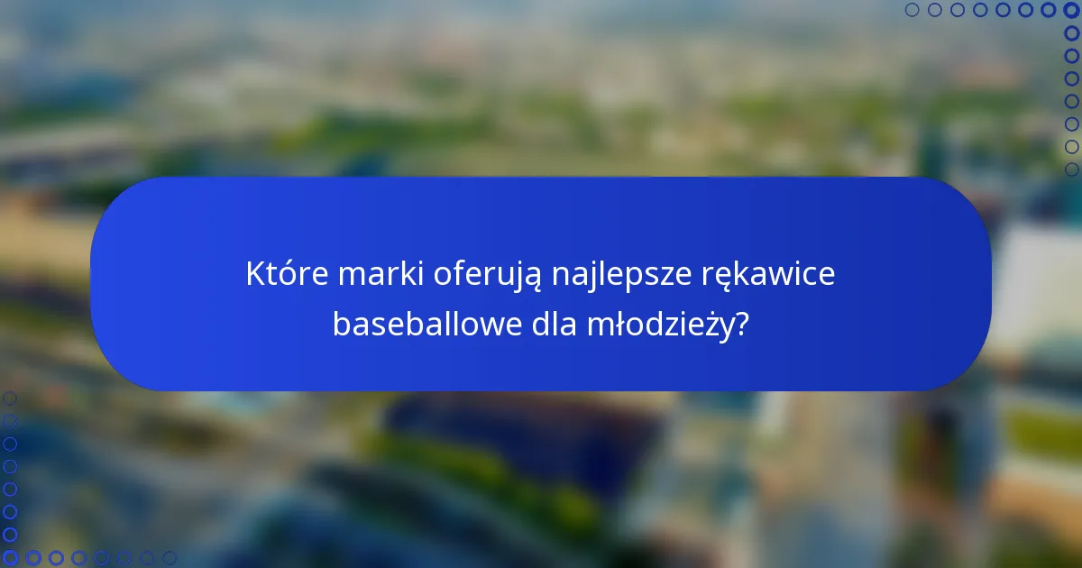 Które marki oferują najlepsze rękawice baseballowe dla młodzieży?
