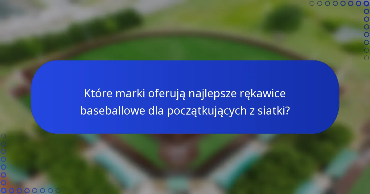 Które marki oferują najlepsze rękawice baseballowe dla początkujących z siatki?