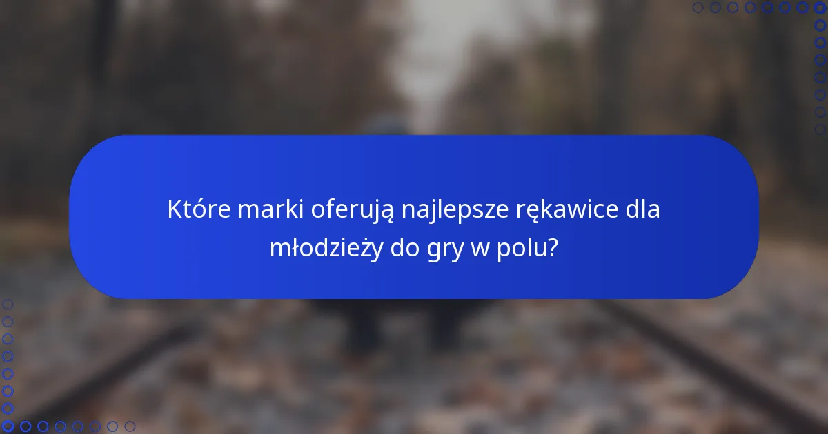 Które marki oferują najlepsze rękawice dla młodzieży do gry w polu?