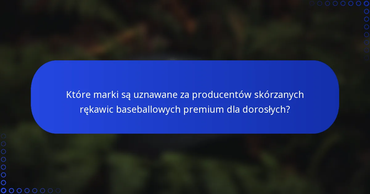 Które marki są uznawane za producentów skórzanych rękawic baseballowych premium dla dorosłych?